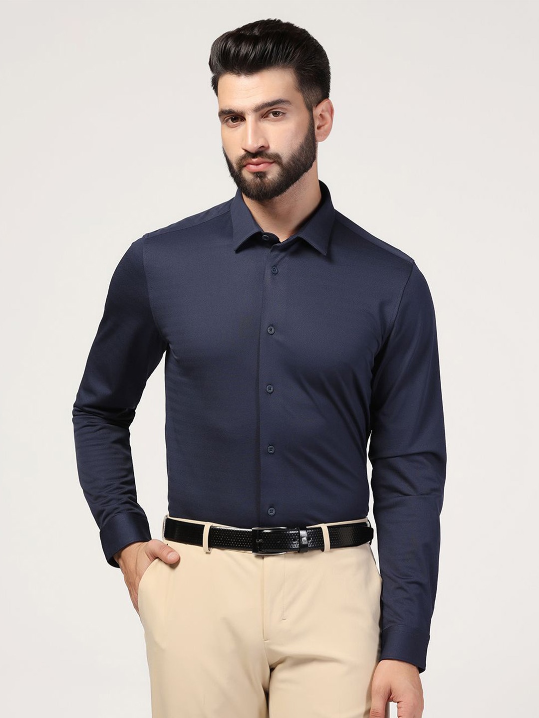 

Blackberrys TechPro Men Navy Stripe Formal Shirts, Navy blue