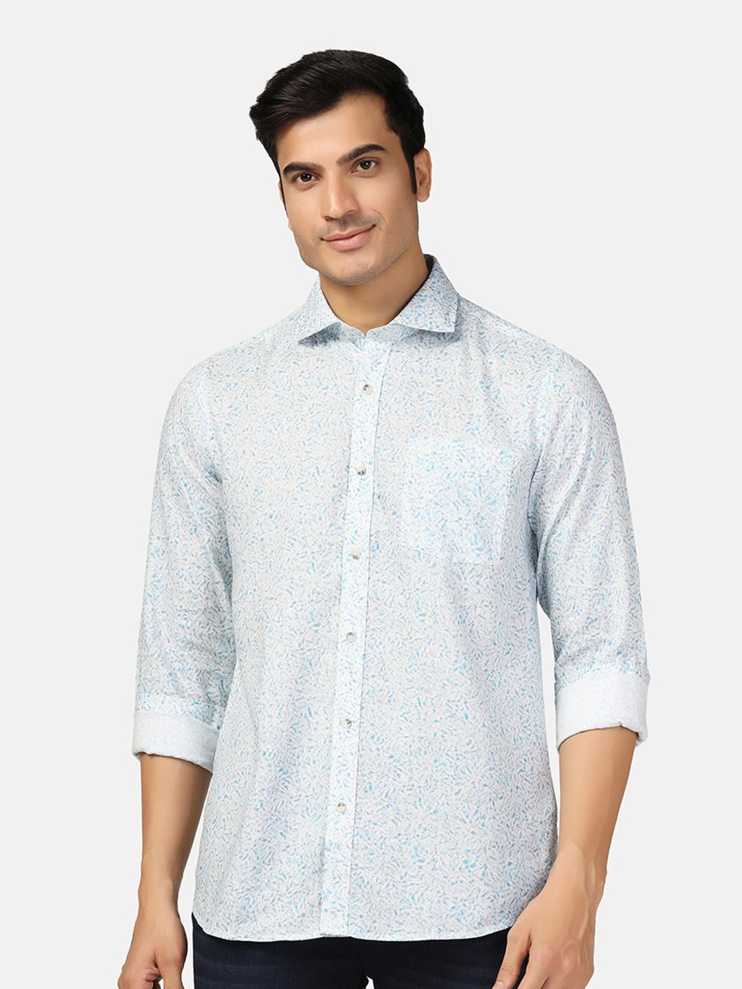 

Blackberrys Straight Slim Fit Floral Printed Casual Shirt, Blue