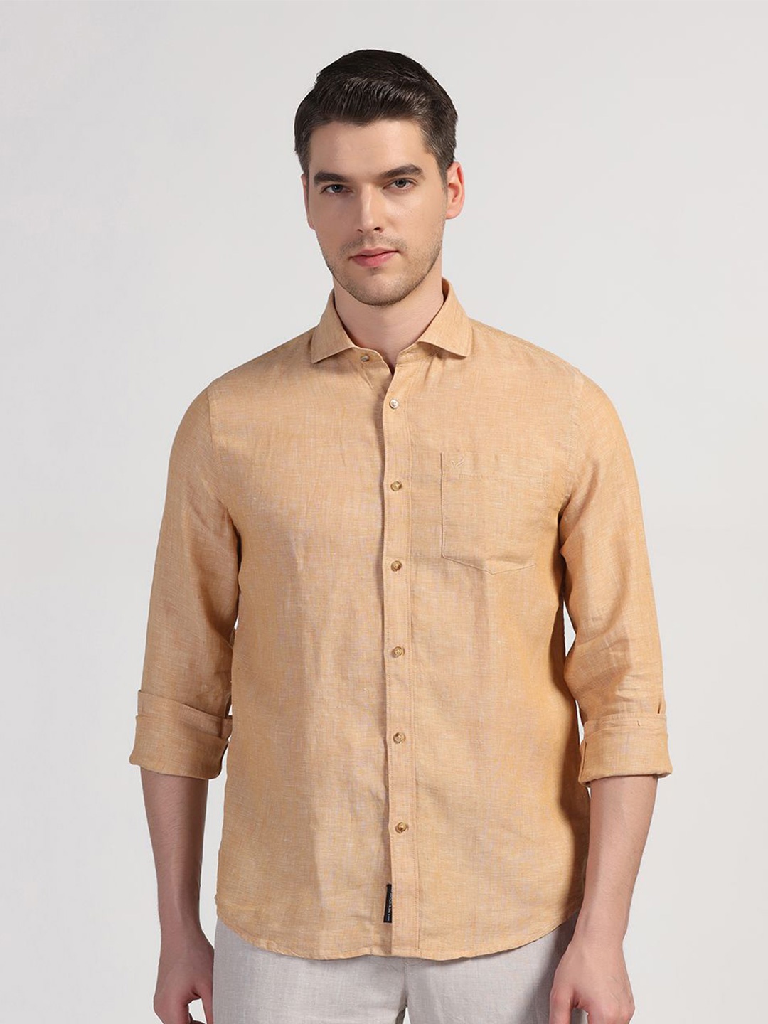 

Blackberrys Straight Slim Fit Linen Casual Shirt, Beige