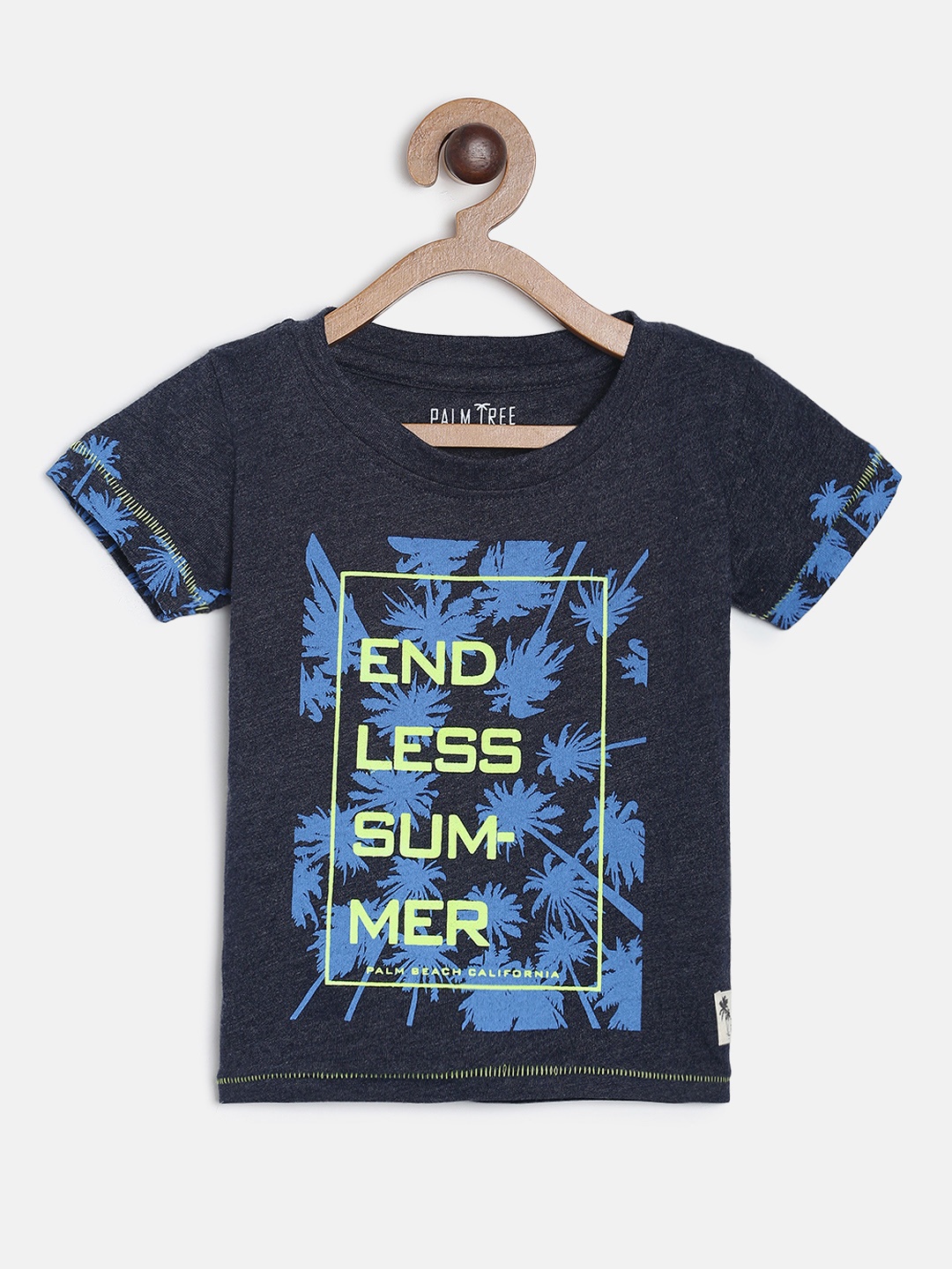 

Palm Tree Boys Navy Blue Printed Round Neck T-shirt