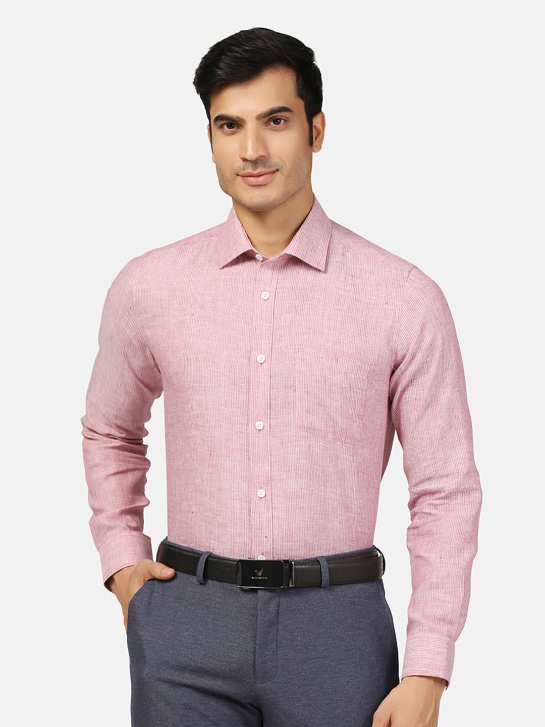 

Blackberrys Straight Slim Fit Linen Formal Shirt, Pink
