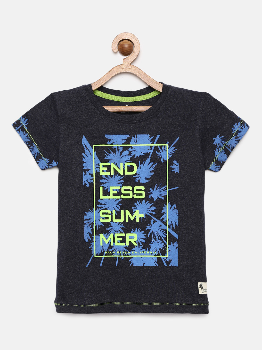 

Palm Tree Boys Navy Blue Printed Round Neck T-shirt