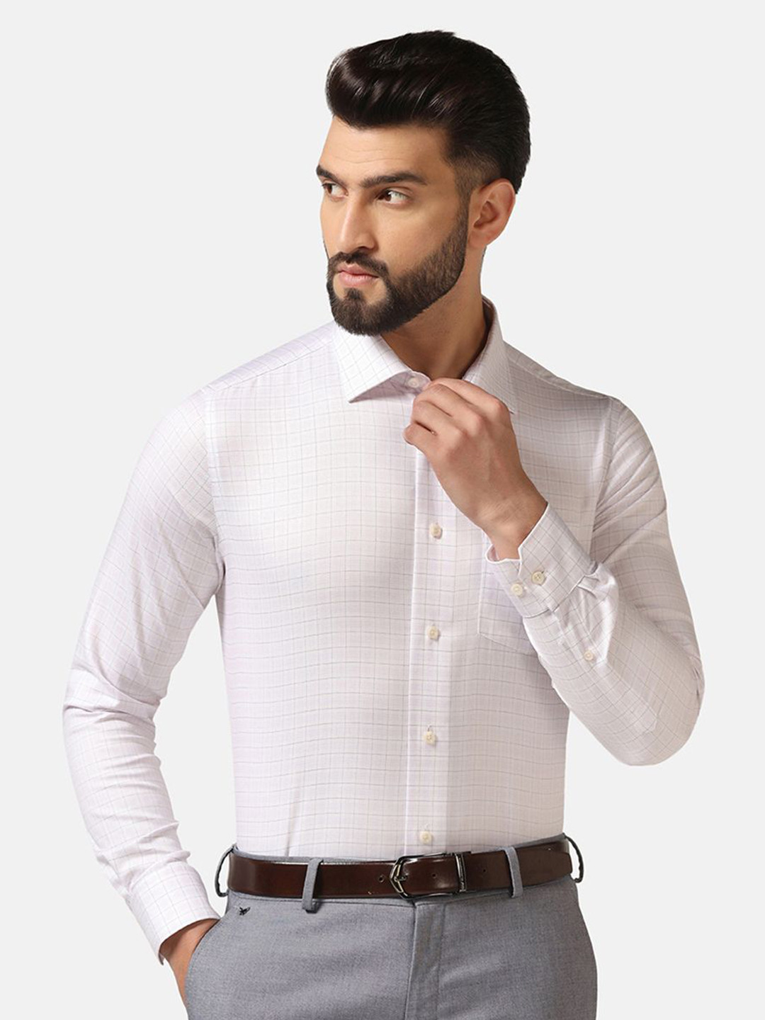 

Blackberrys Men'S Purple Check Formal Slim Fit Wrinkle-Resistant Shirt