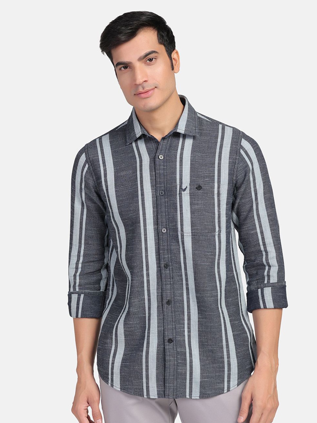 

Blackberrys Straight Slim Fit Striped Casual Shirt, Blue