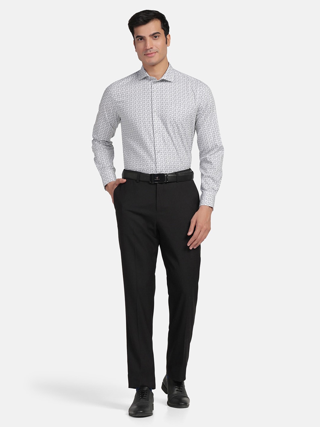 

Blackberrys Straight Slim Fit Floral Printed Cotton Formal Shirt, Black