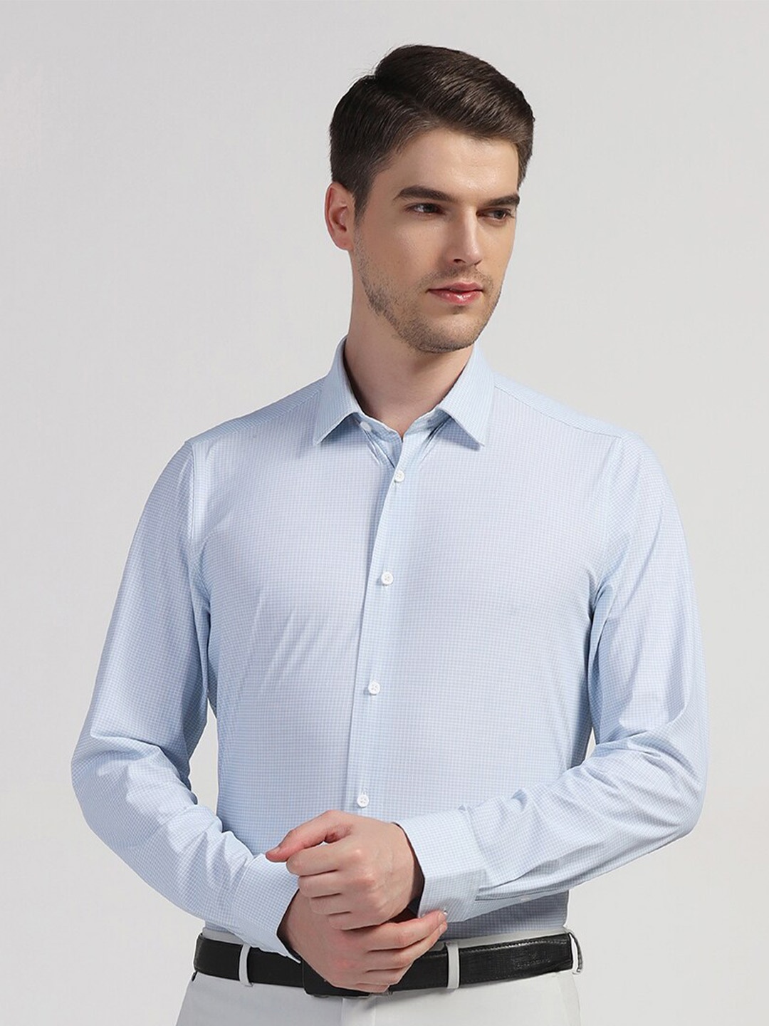 

Blackberrys TechPro Men Blue Printed Formal Shirts
