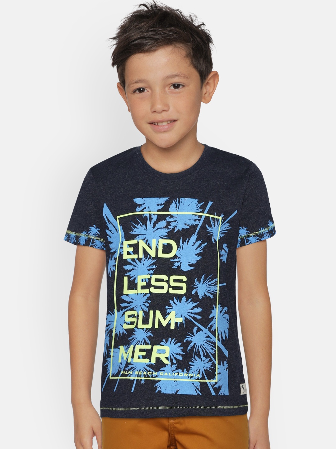 

Palm Tree Boys Blue Printed Round Neck T-shirt