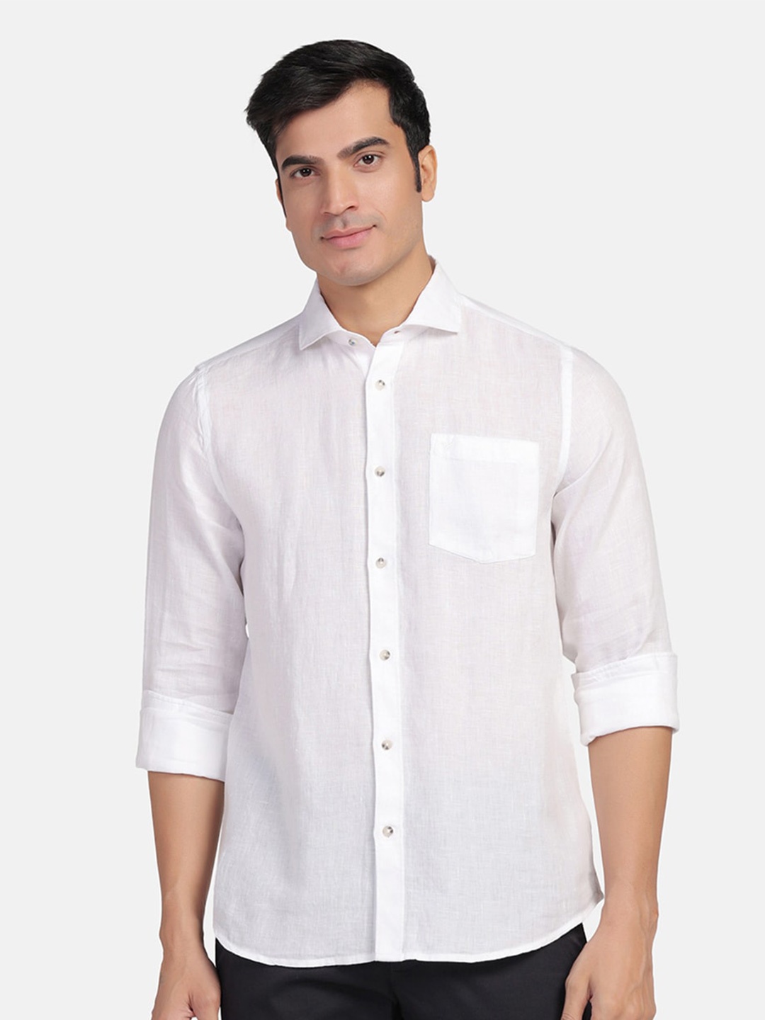 

Blackberrys Straight Slim Fit Linen Casual Shirt, White