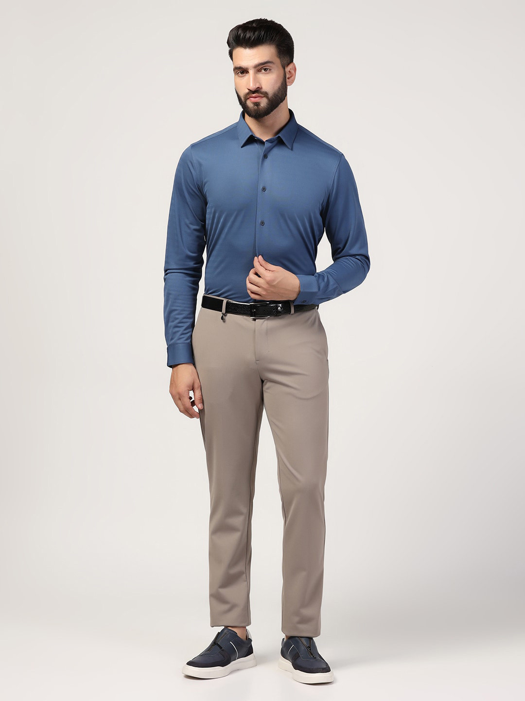 

Blackberrys TechPro Men Blue Stripe Formal Shirts
