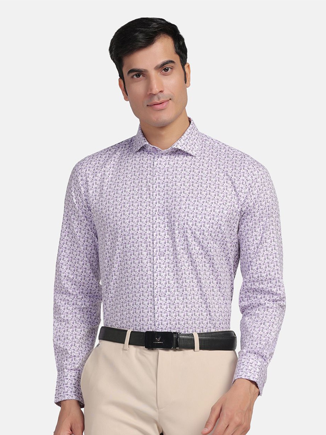 

Blackberrys Straight Slim Fit Floral Printed Cotton Formal Shirt, Purple