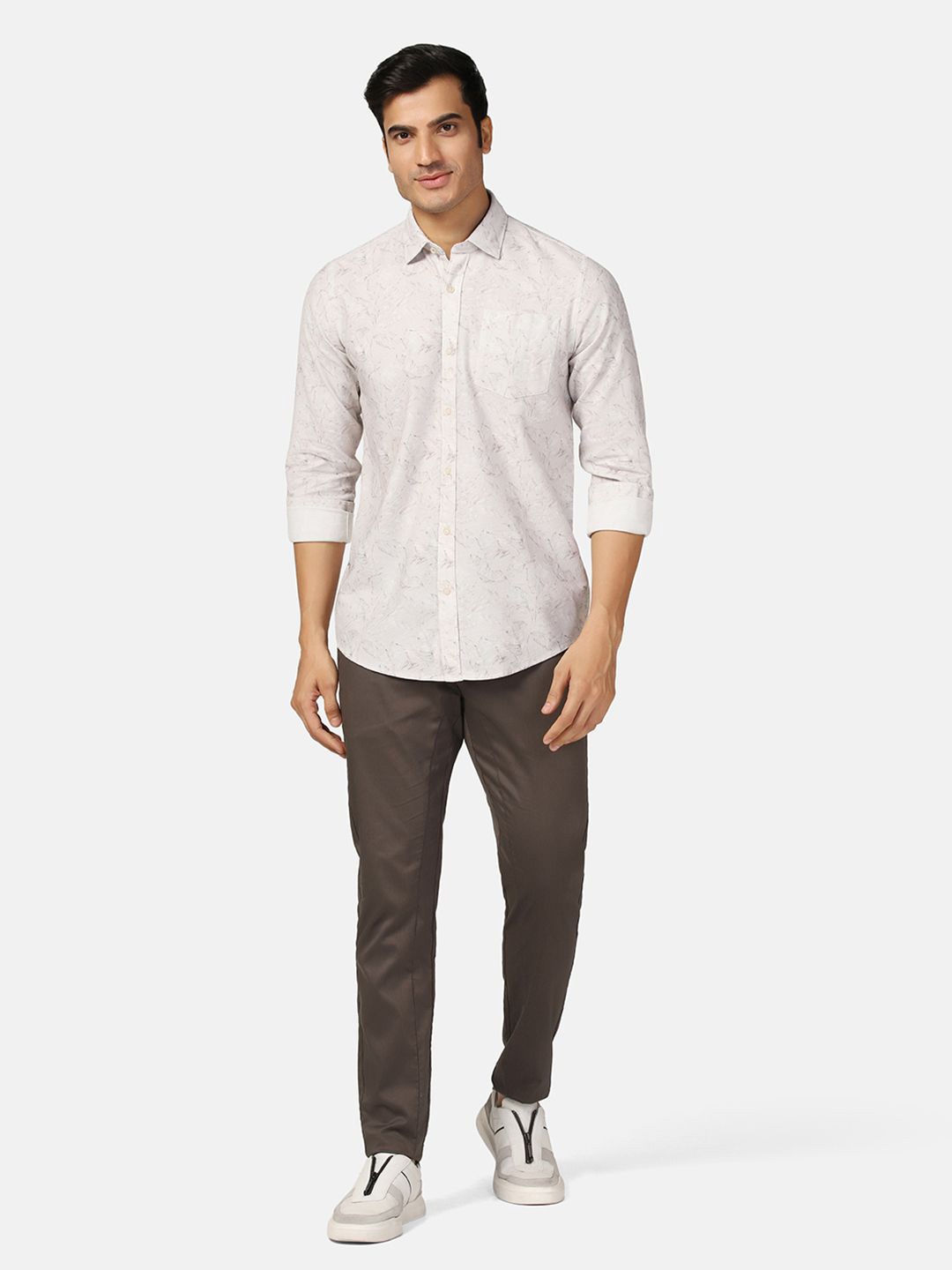 

Blackberrys Straight Slim Fit Abstract Printed Cotton Casual Shirt, Grey