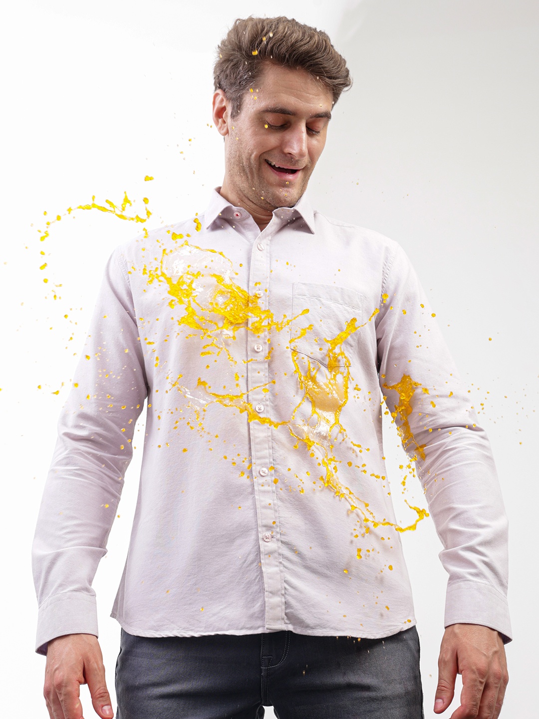 

TURMS Anti-Stain Anti-Odor Water Repellent Premium Cotton Oxford Shirt, Grey