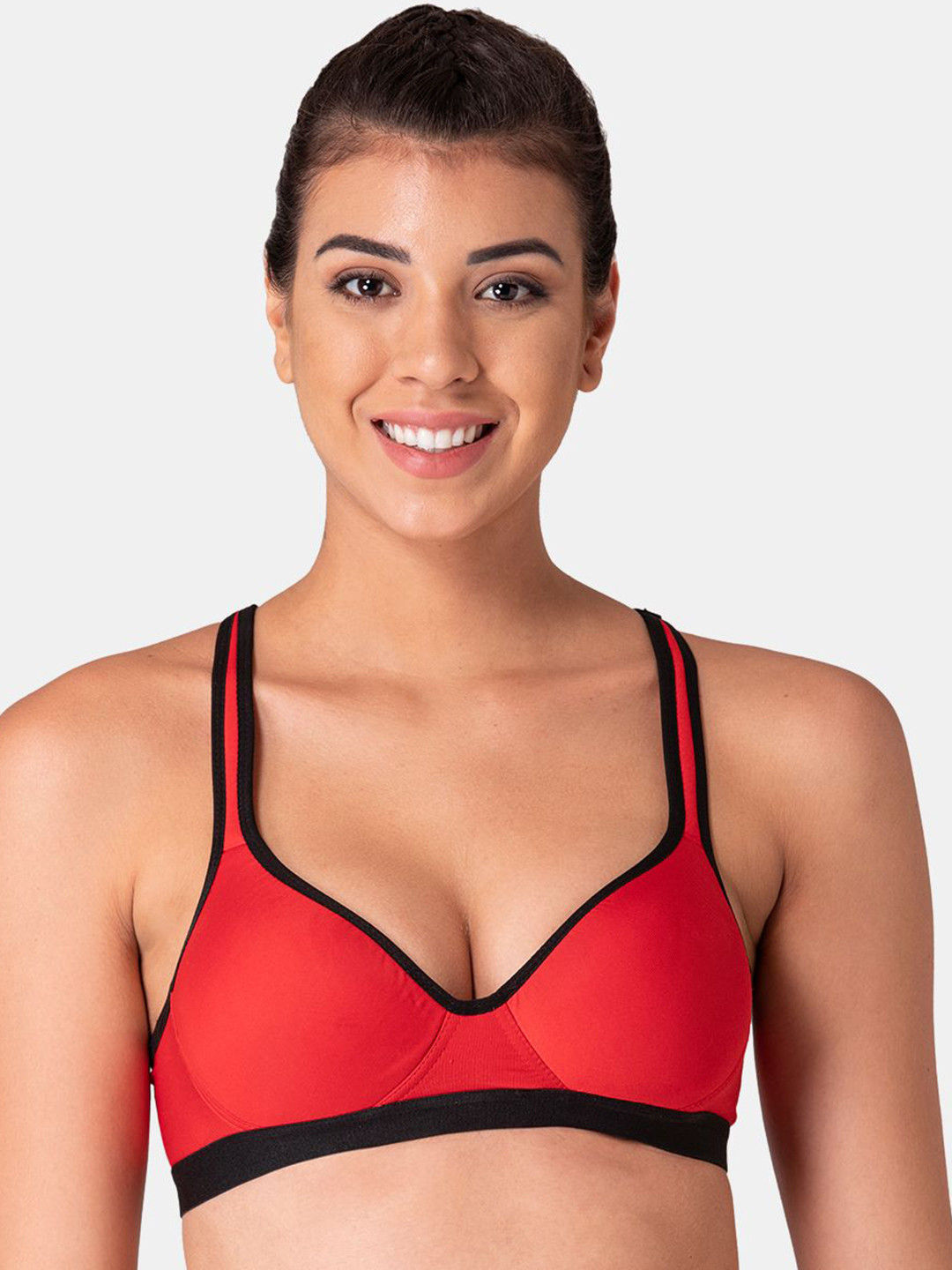 

KOMLI Medium Padded Full Coverage Lightly Padded T-shirt Bra All Day Comfort, Red
