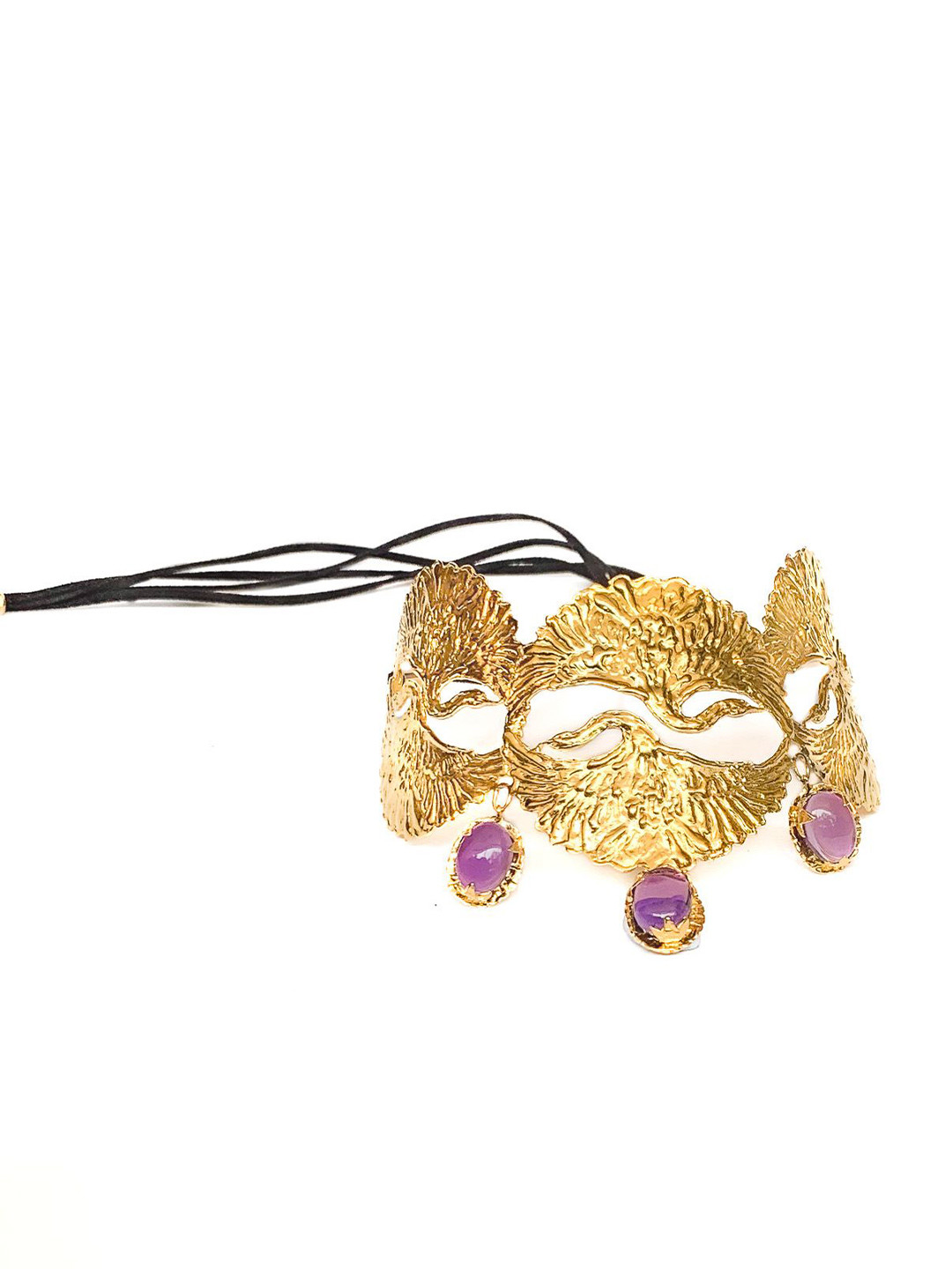 

STUDIO METALLURGY Gold-Plated Stone Studded Swan Dance Choker Necklace