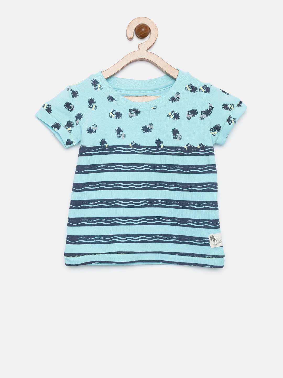 

Palm Tree Boys Blue Striped Round Neck T-shirt