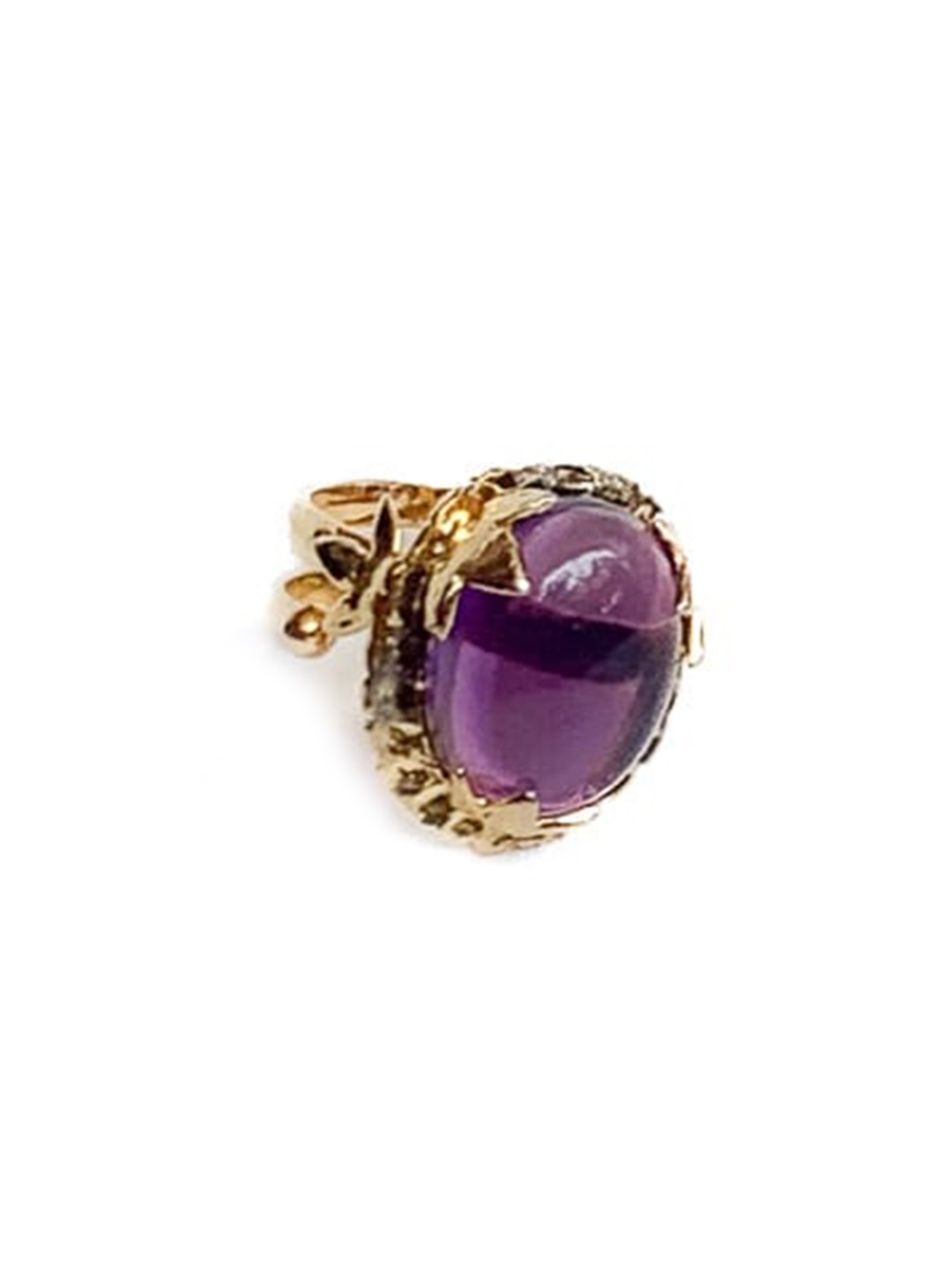 

STUDIO METALLURGY Gold-Plated Stone Studded Clover leaf Adjustable Finger Ring
