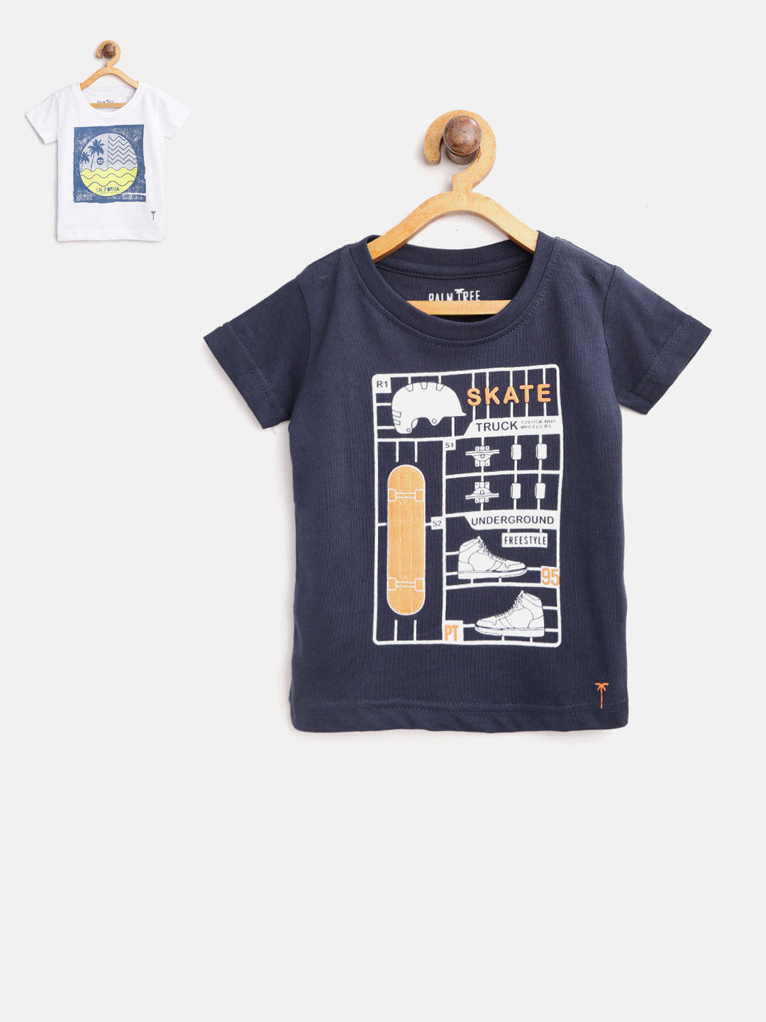 

Palm Tree Boys Pack of 2 Printed Pure Cotton T-shirts, White