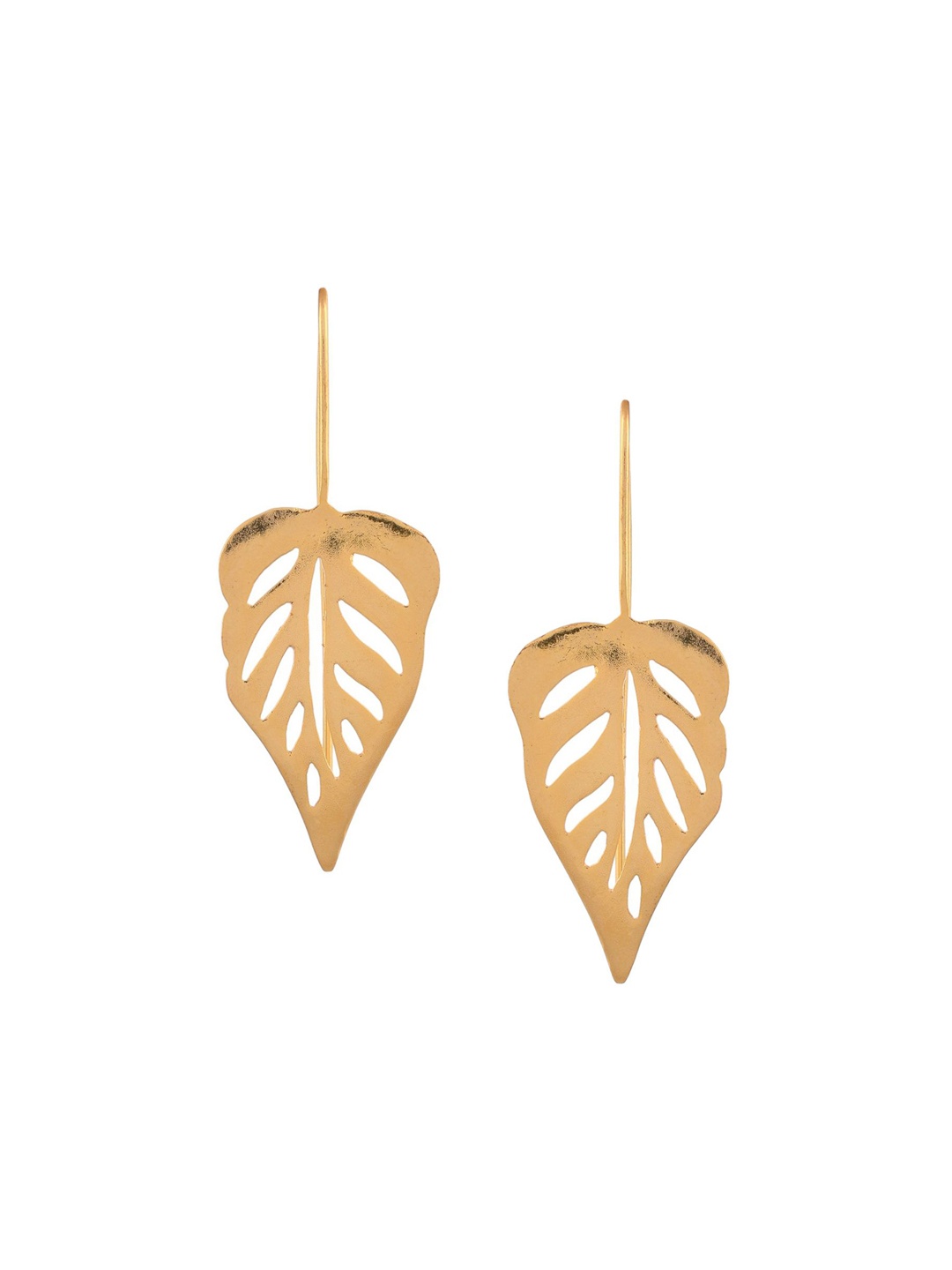 

Silvermerc Designs Gold-Plated Classic Leaf Shaped Drop Earrings