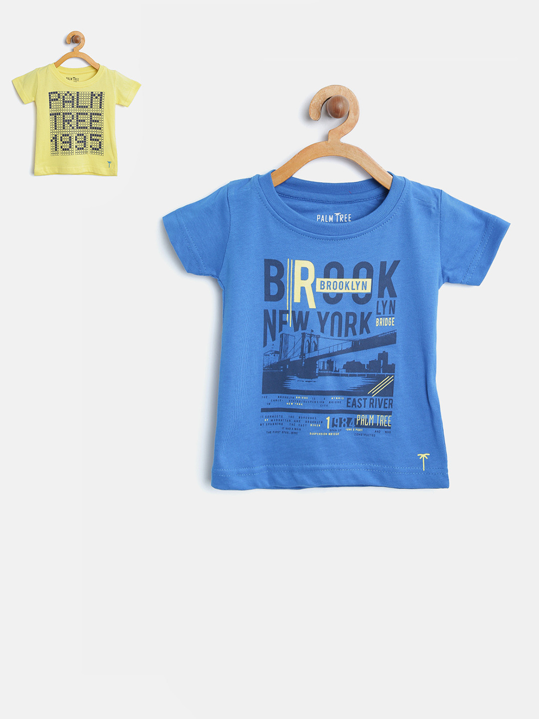 

Palm Tree Boys Pack of 2 Printed Round Neck T-shirt, Yellow