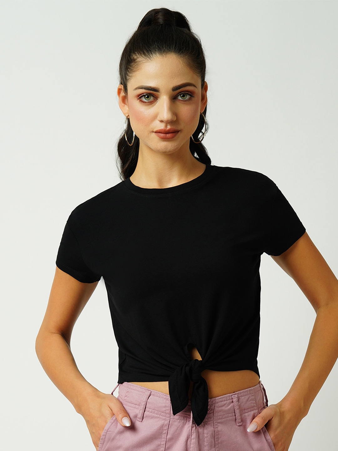 

Kraus Jeans Round Neck Short Sleeves Casual T-shirt, Black