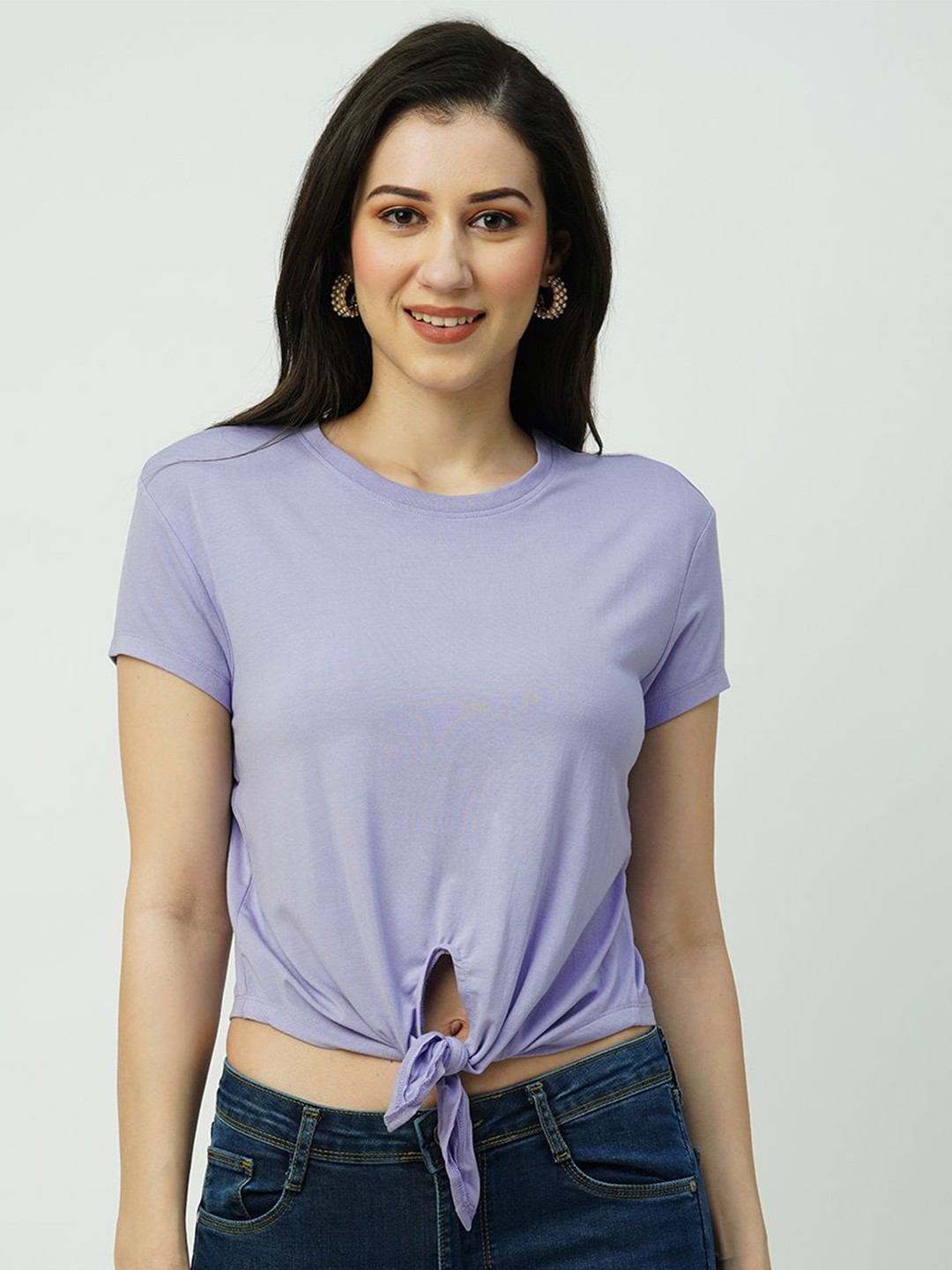 

Kraus Jeans Round Neck Short Sleeves Casual T-shirt, Lavender