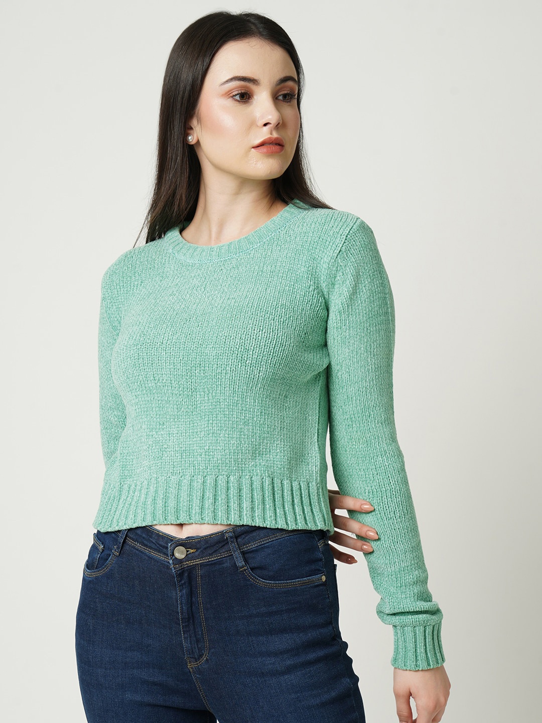 

Kraus Jeans Round Neck Acrylic Pullover, Green