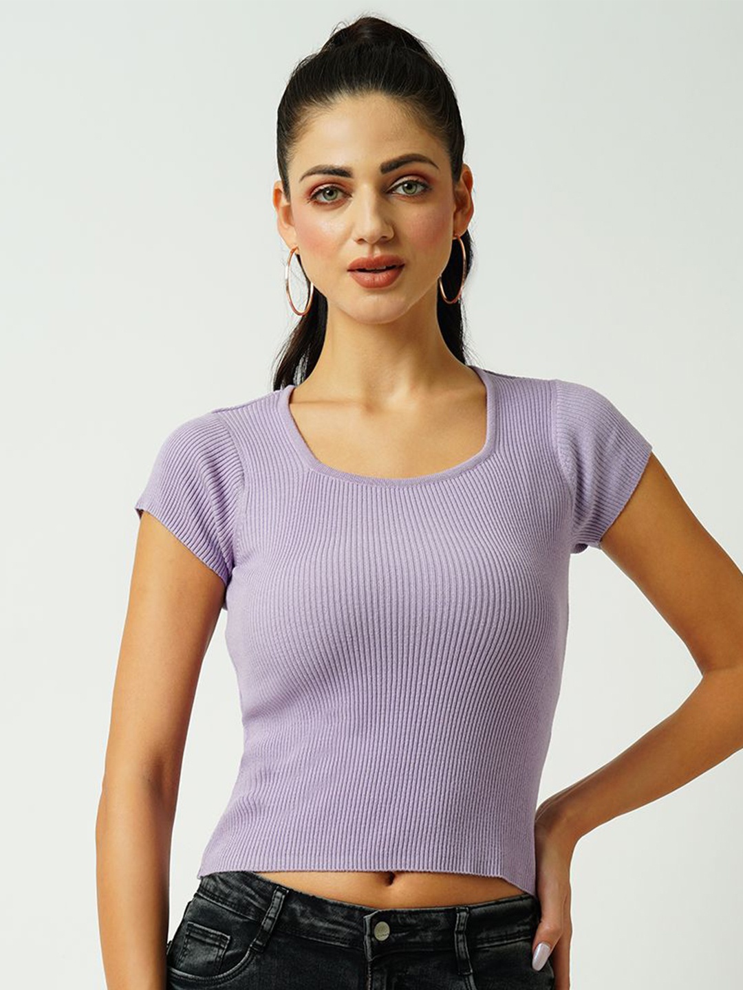 

Kraus Jeans Round Neck Fitted Crop Top, Lavender