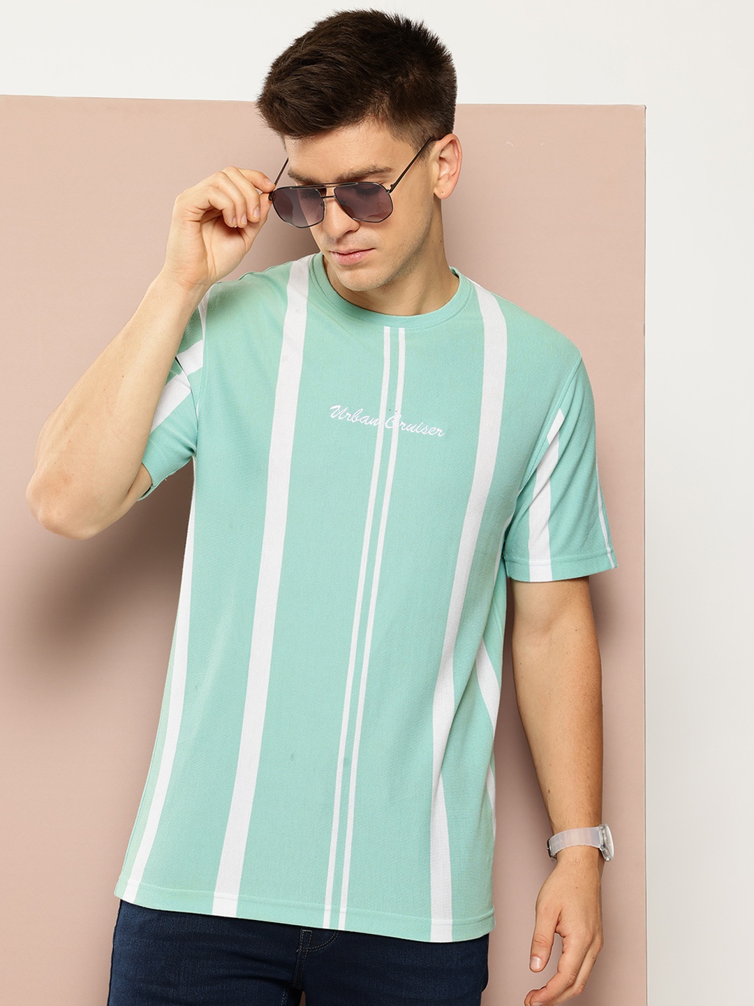 

Club York Men Striped T-shirt, Sea green