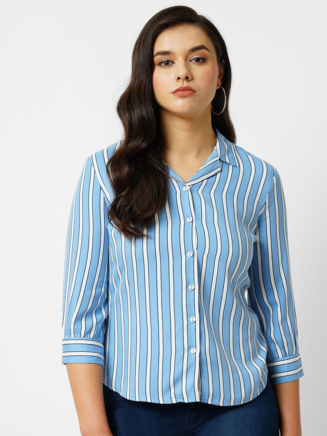 

Kraus Jeans Slim Fit Striped Casual Shirt, Blue