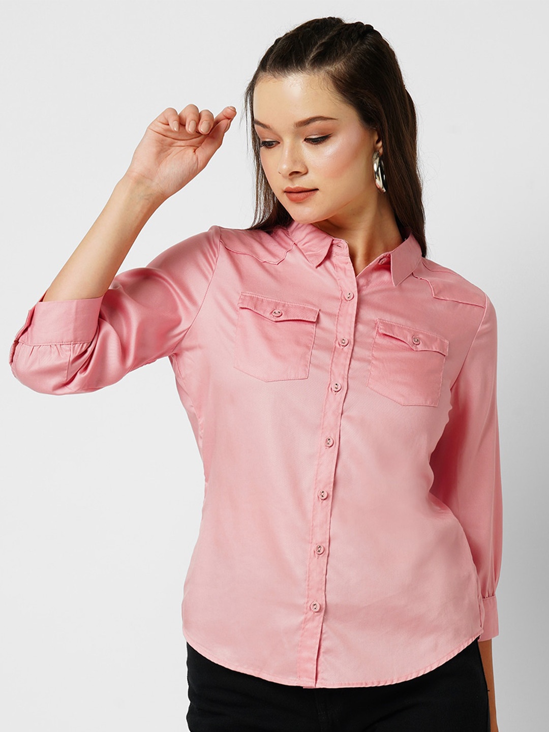 

Kraus Jeans Spread Collar Slim Fit Cotton Casual Shirt, Pink