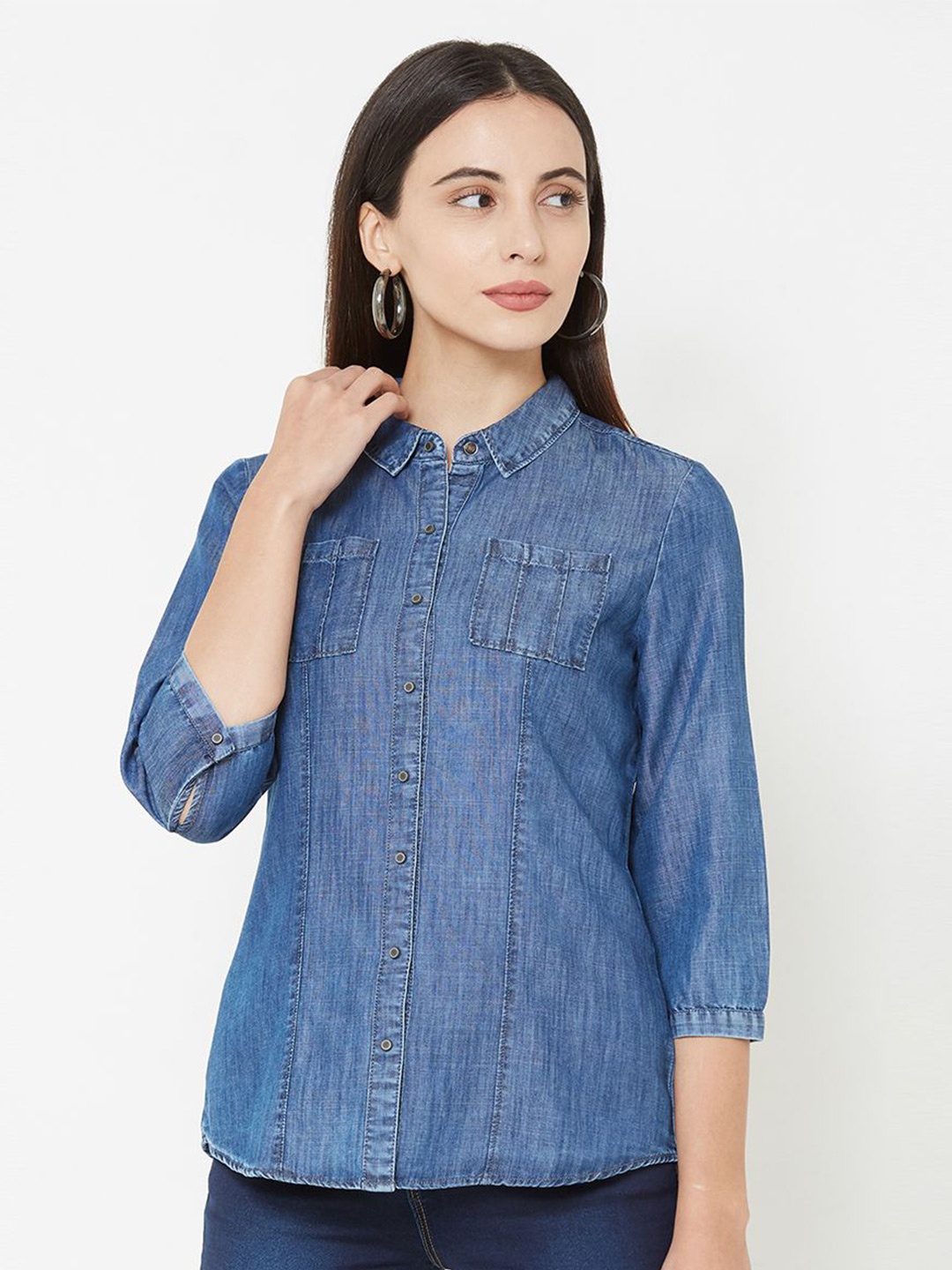 

Kraus Jeans Spread Collar Slim Fit Cotton Casual Shirt, Blue