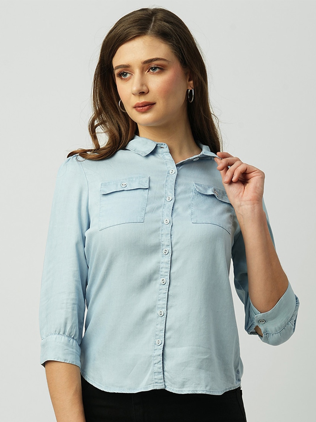 

Kraus Jeans Spread Collar Slim Fit Cotton Casual Shirt, Blue