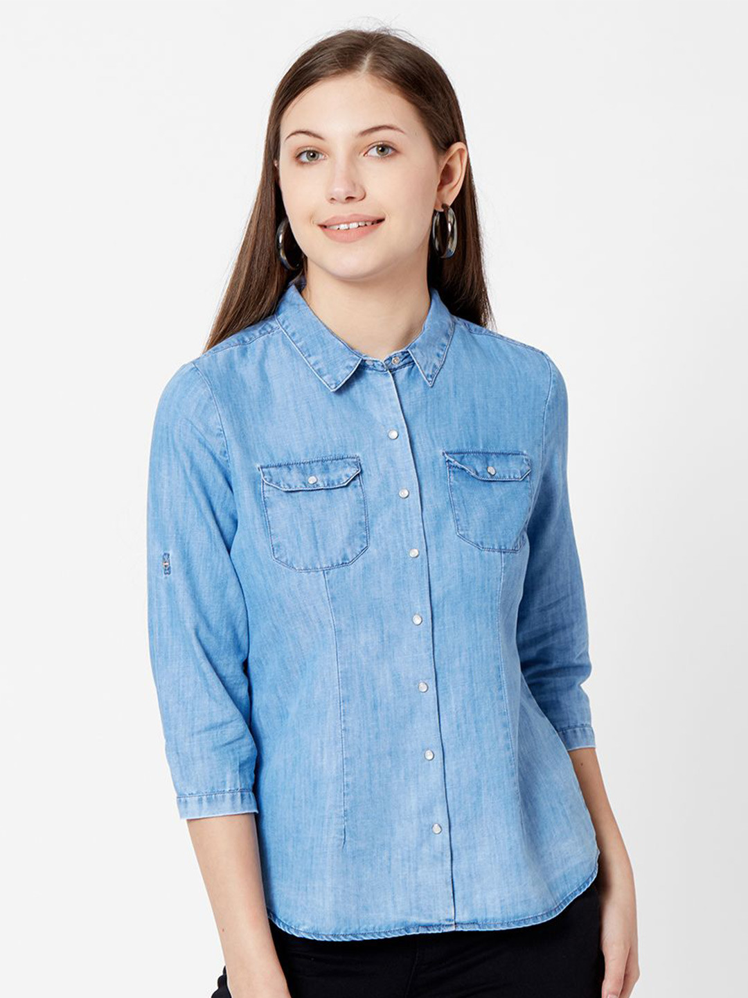 

Kraus Jeans Spread Collar Slim Fit Cotton Casual Shirt, Blue