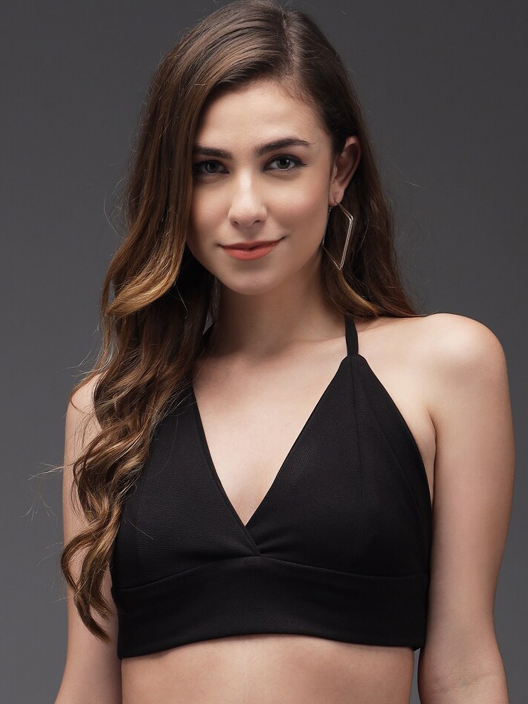 

TANDUL Halter Neck Bralette Crop Top, Black