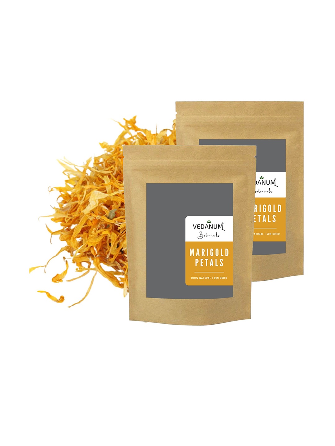 

VEDANUM Set Of 2 Natural Sun-Dried Marigold Petals, Orange