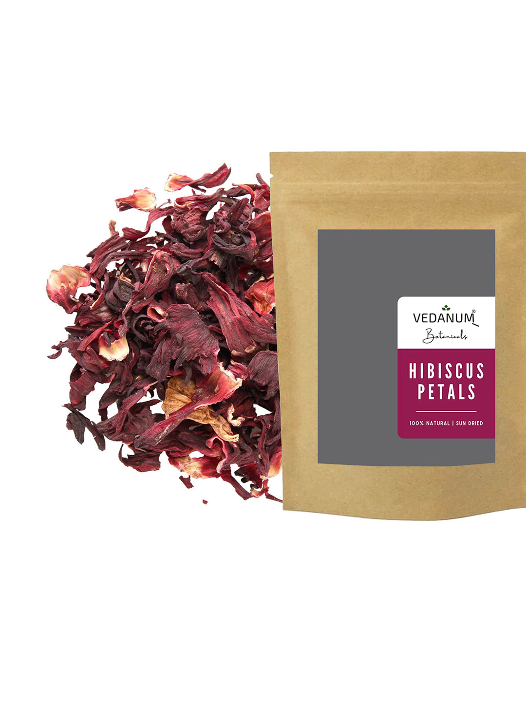 

VEDANUM Natural Sun-Dried Rose Petals, Red