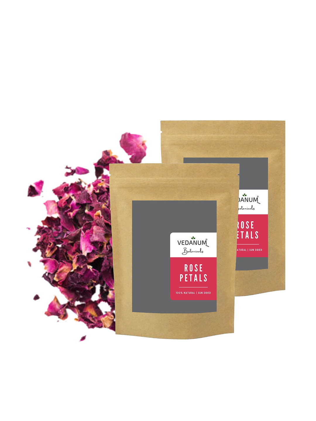 

VEDANUM Rose 2 Pcs Natural Sun-Dried Rose Petal, Red
