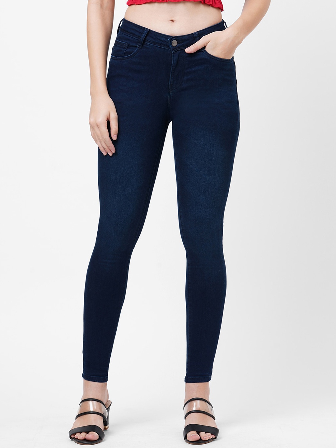 

Kraus Jeans Women Super Skinny Fit Clean Look Stretchable Jeans, Blue