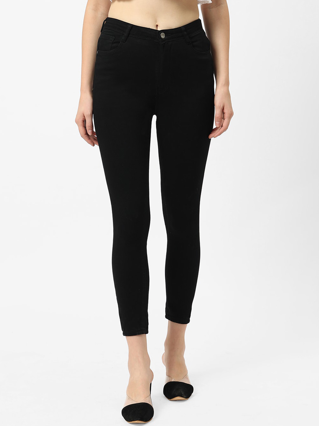 

Kraus Jeans Women Super Skinny Fit High-Rise Clean Look Stretchable Jeans, Black