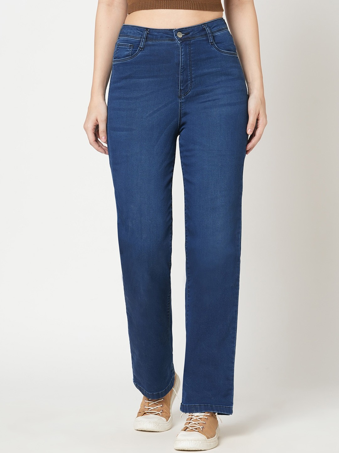 

Kraus Jeans Women Flared High-Rise Light Fade Jeans, Blue