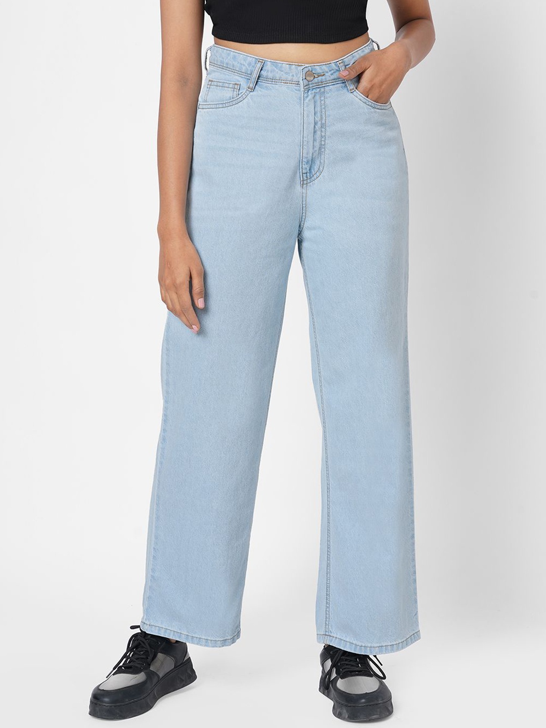 

Kraus Jeans Women Wide Leg High-Rise Clean Look Jeans, Blue