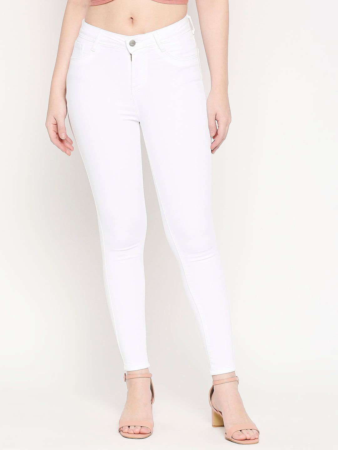 

Kraus Jeans Women Skinny Fit High-Rise Clean Look Jeans, White