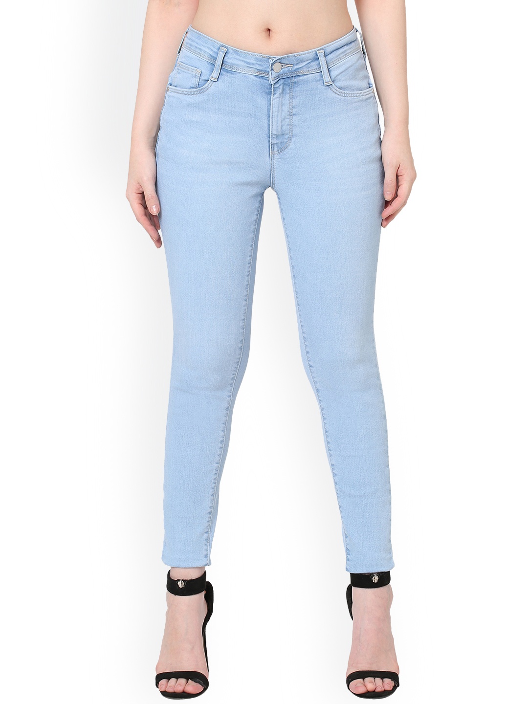 

Kraus Jeans Women Skinny Fit Clean Look High-Rise Stretchable Jeans, Blue