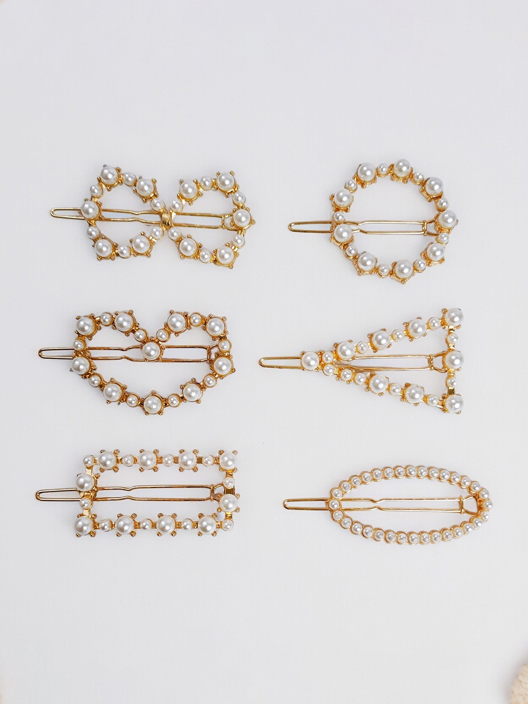 

ANNA CREATIONS Women Set of 6 Embellished Claw Clip, Gold