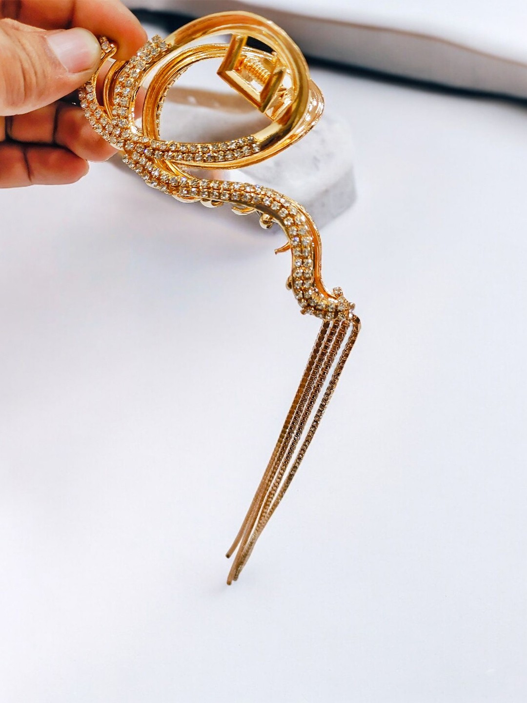 

ANNA CREATIONS Embellished Claw Clip, Gold