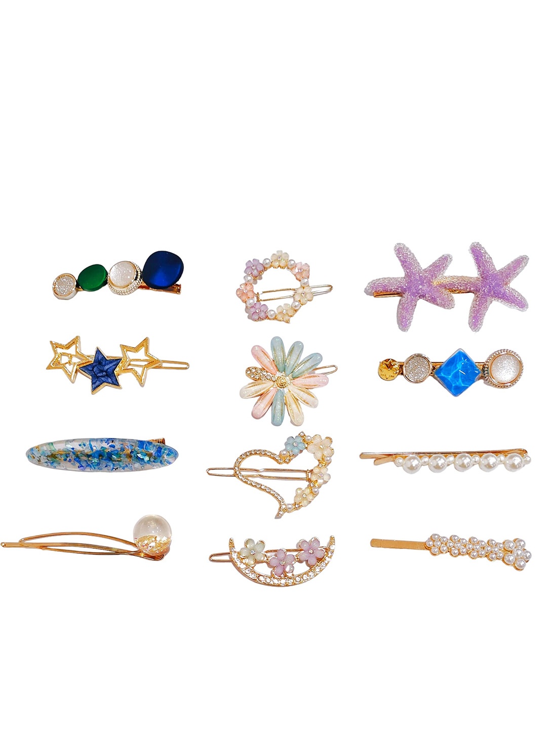 

ANNA CREATIONS Set of 12 Embellished Hair Clip, Gold