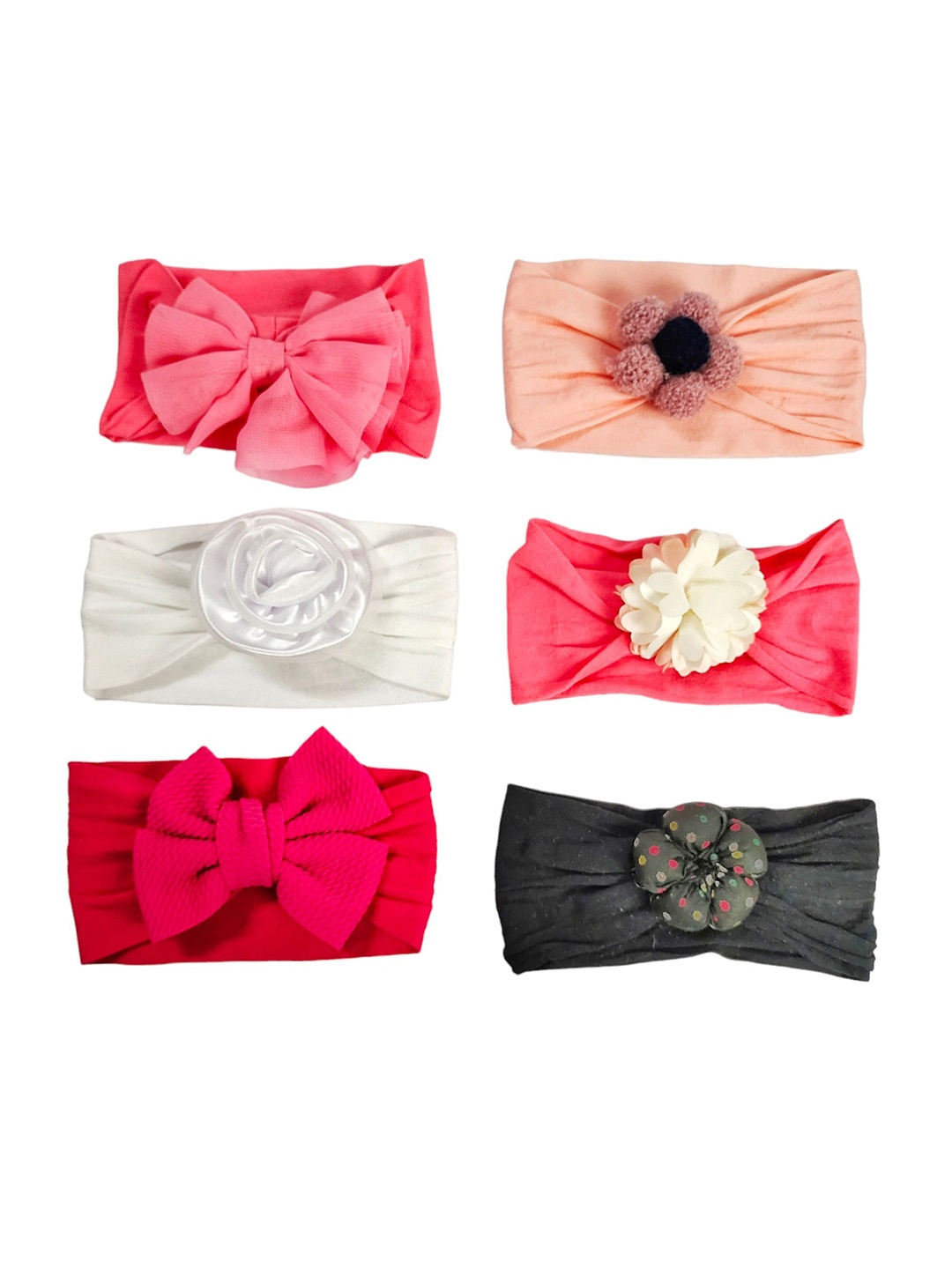 

ANNA CREATIONS Girls Set of 6 Hairband, Pink