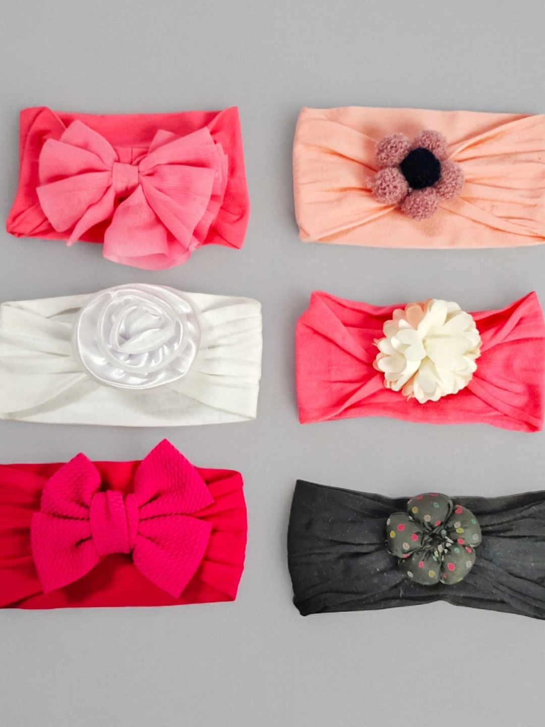 

ANNA CREATIONS Girls Set of 6 Hairband, Pink