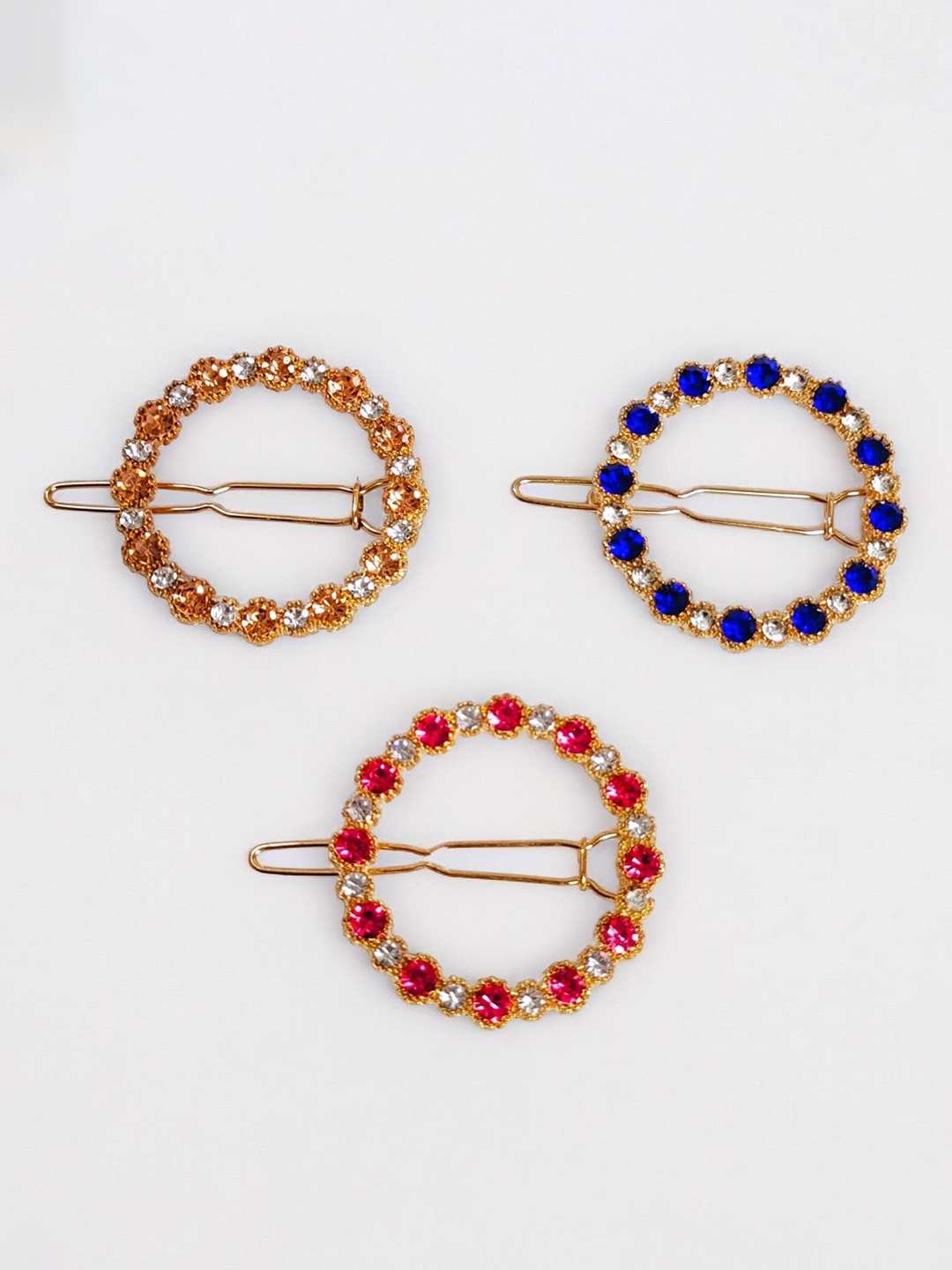

ANNA CREATIONS Set of 3 Embellishd Hair Pins, Gold