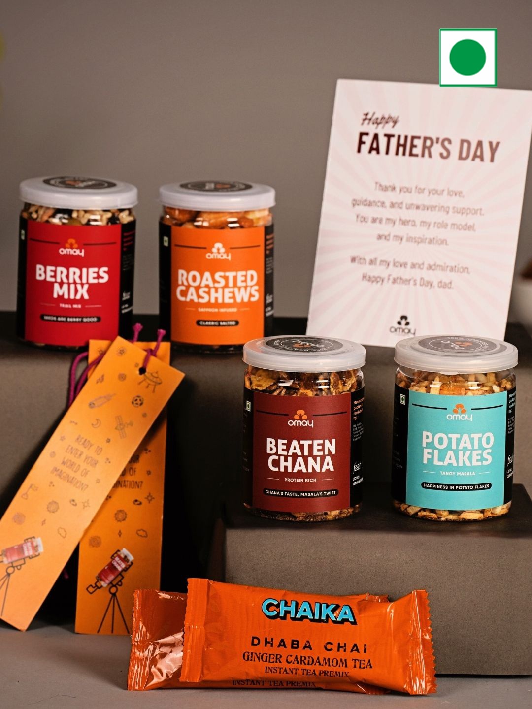 

Omay Foods Set Of 9 Pcs All-Time Fav Reading Ready Father's Day Gift Box, Black